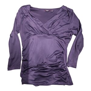 Wills Lifestyle Purple Ruched Surplice Top – Size Medium – Made in India